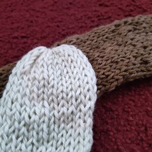 Elegant Cream and Brown Knit Scarf